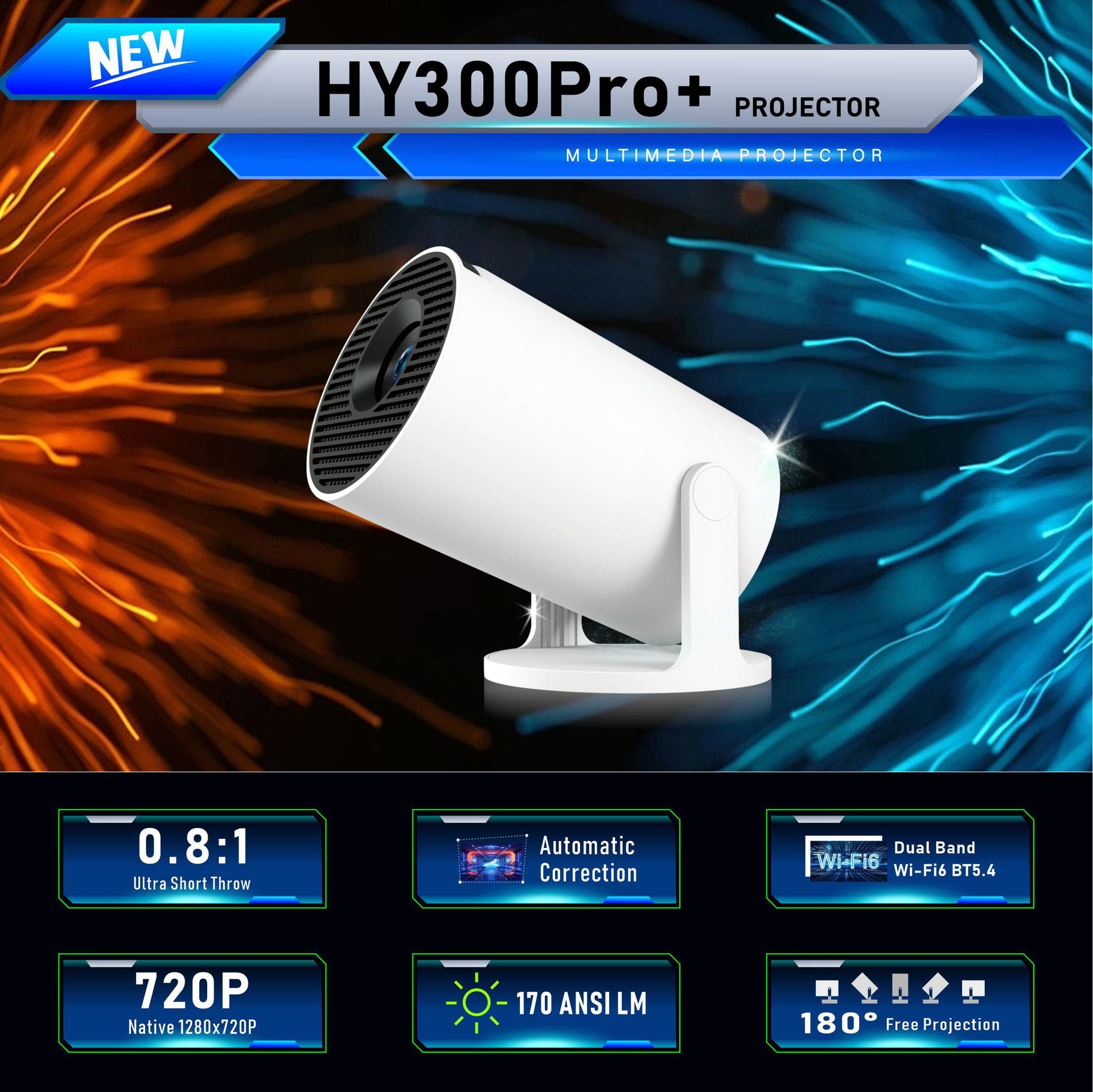 HY300Ultra Projector 1080P HD 4K Smart Home Portable Mini HY300 Projector
